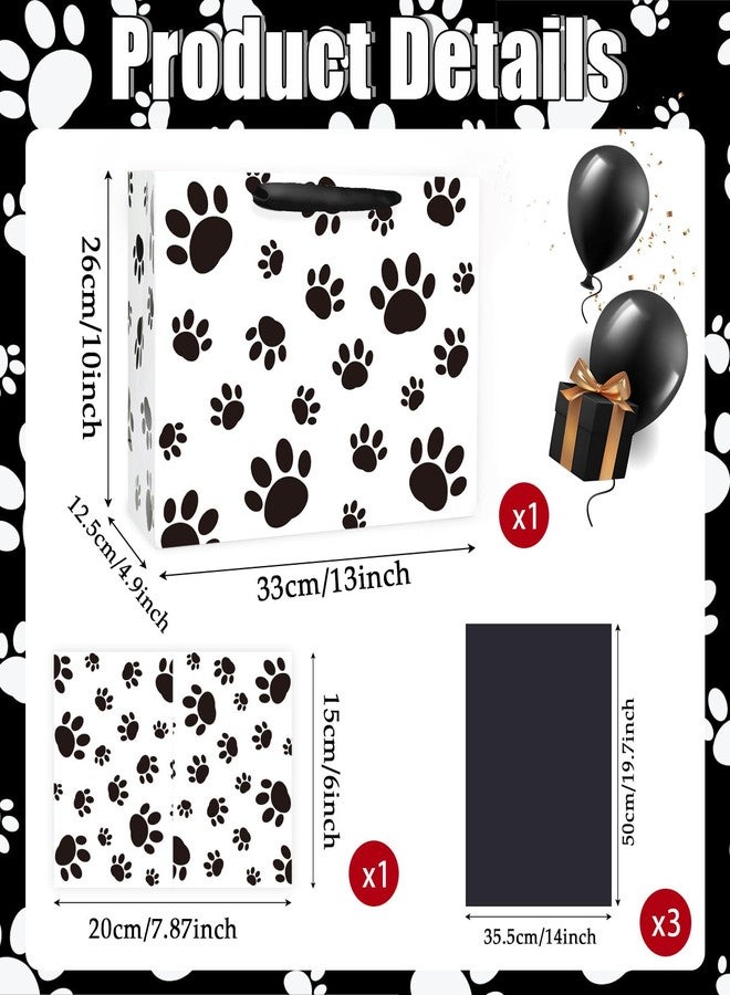 MUNILAIL 13 Inches Paw Gift Bag Large Gift Bag with Handle Tissue Paper and Greeting Card for Kids Birthday Party Baby Shower Paper Gift Bag - Image 2